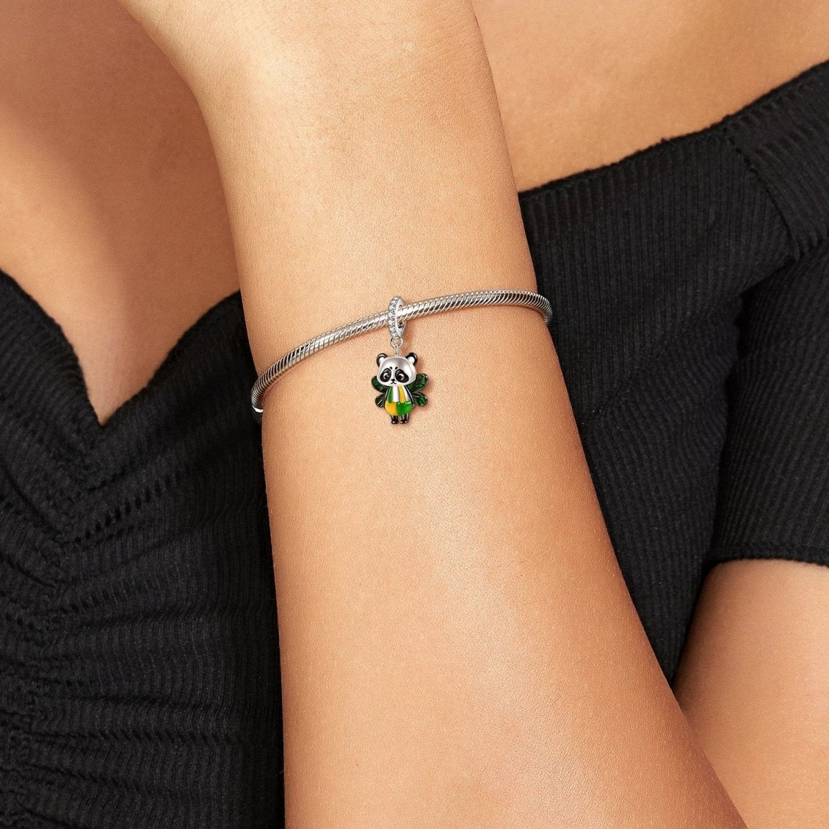 Pangama Jewelry Green Winged Panda Dangle Charm