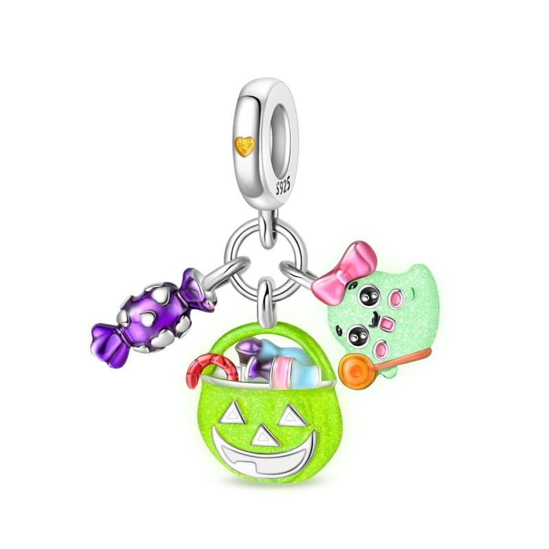 Pangama Jewelry Halloween Luminous Candy Pumpkin & Ghost Charm