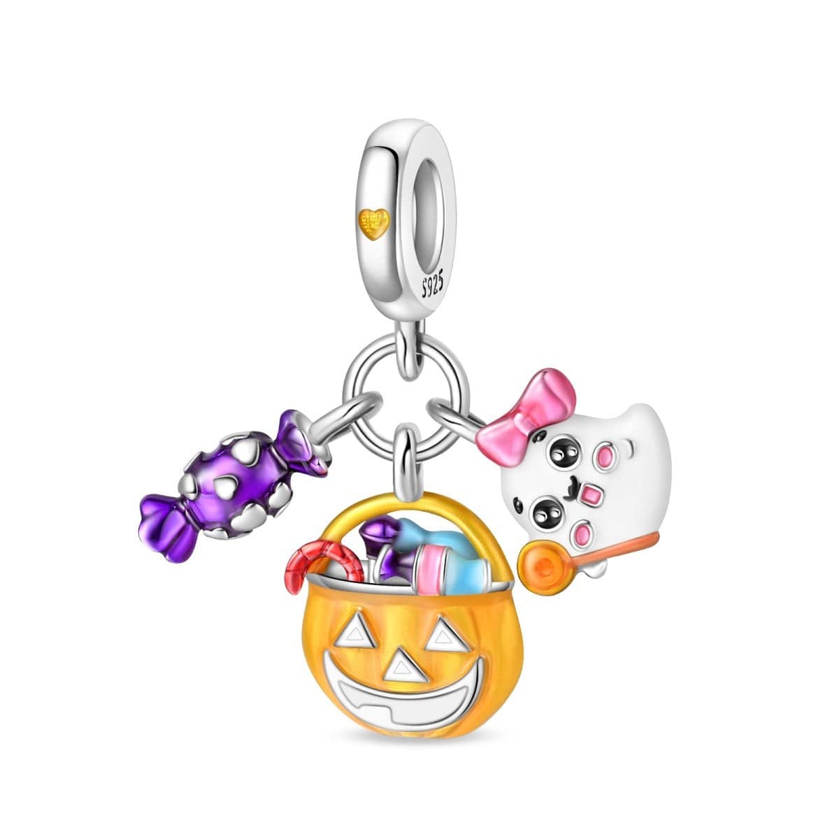 Pangama Jewelry Halloween Luminous Candy Pumpkin & Ghost Charm