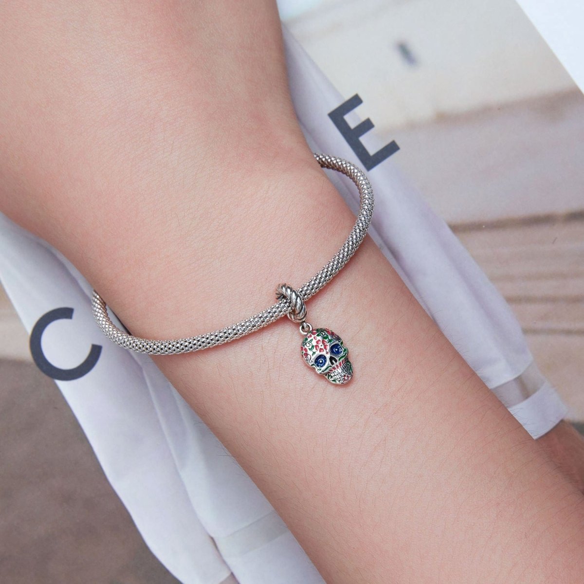 Pangama Jewelry Halloween Mexican Skull Dangle Charm