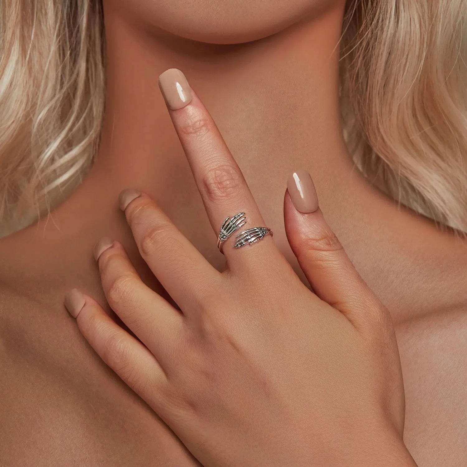 Pangama Jewelry Halloween Skeleton Hands Hug Ring