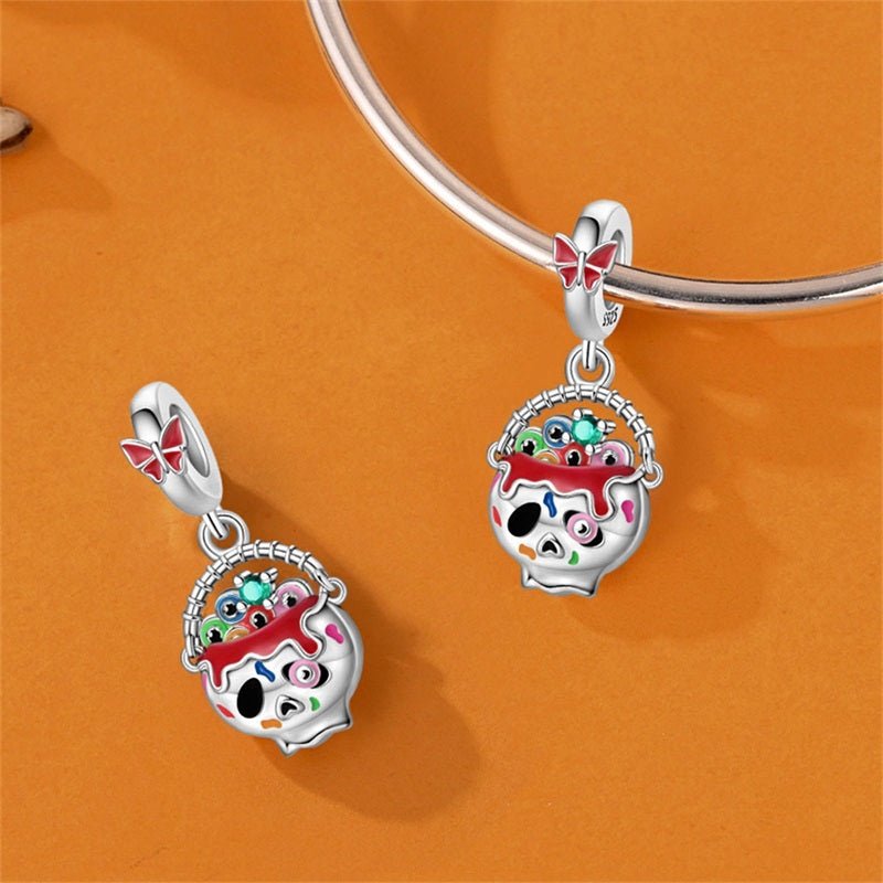 Pangama Jewelry Halloween Skull Cauldron Dangle Charm