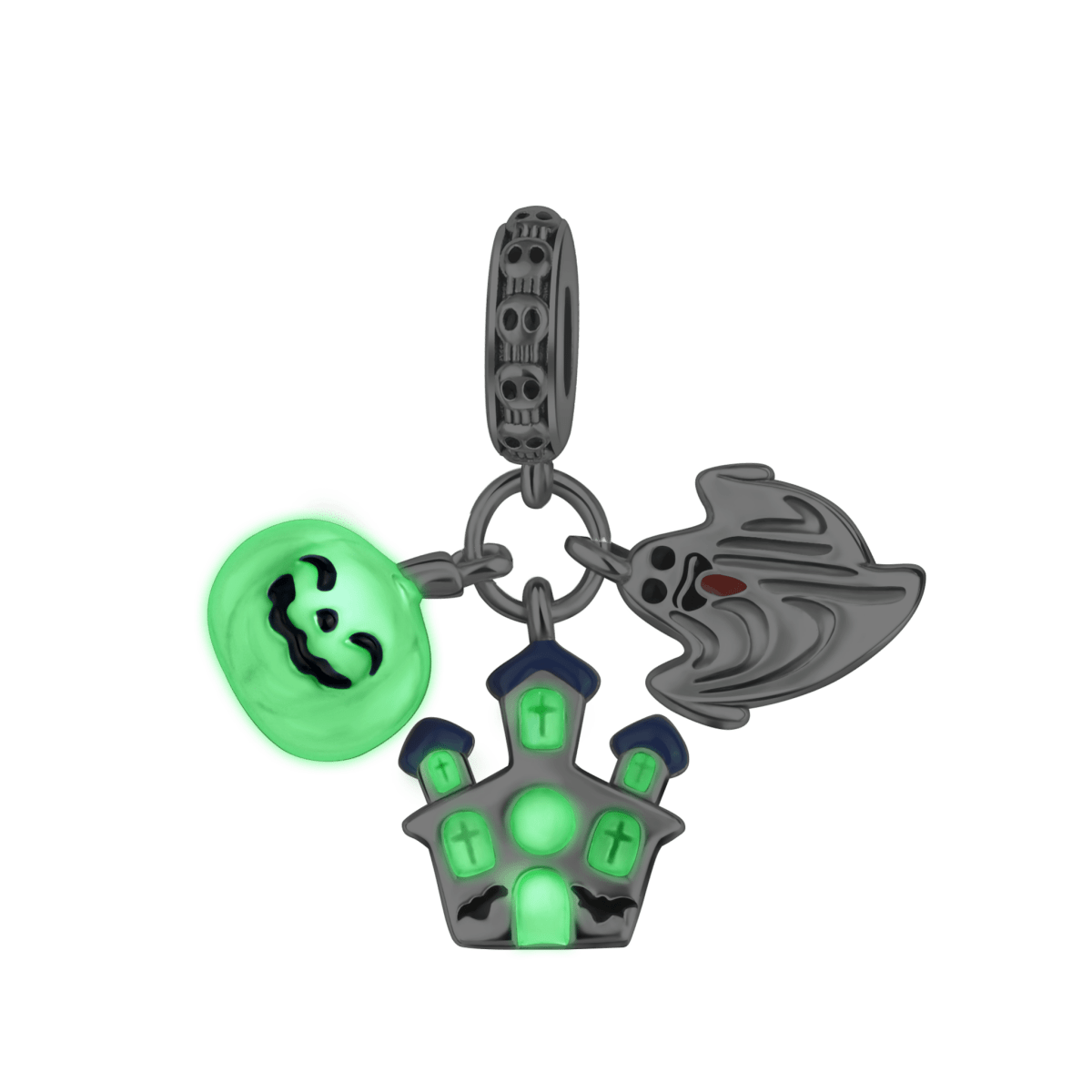 Pangama Jewelry Halloween Trio Charm – Pumpkin, Ghost, and Haunted House