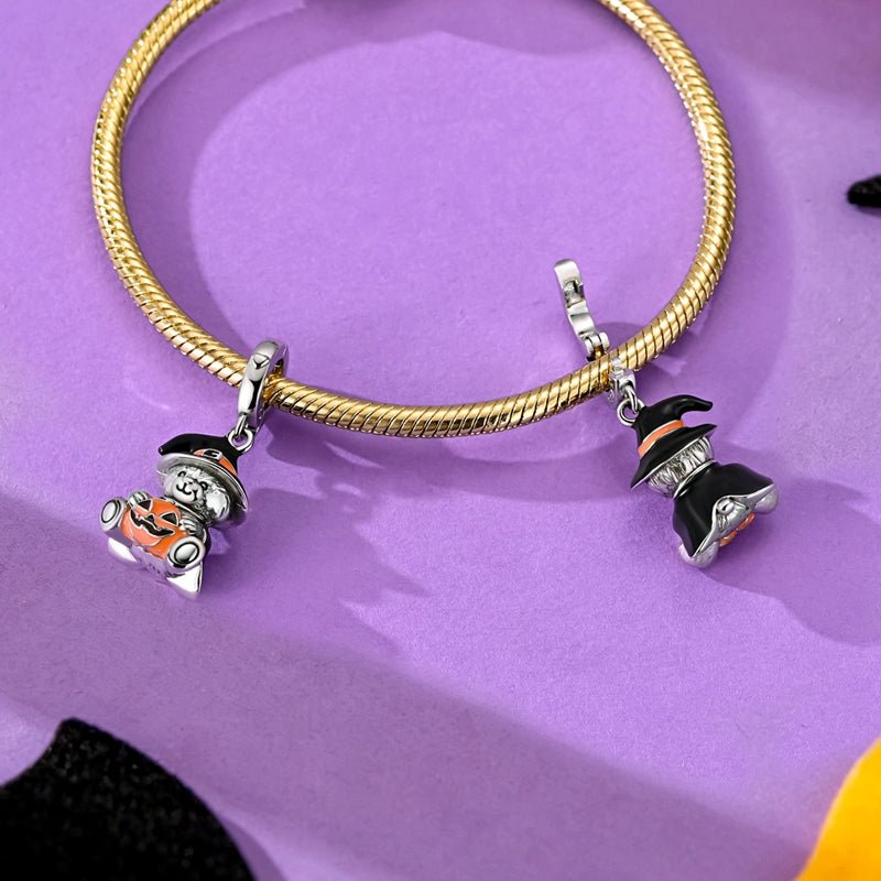 Pangama Jewelry Halloween Witch Bear & Pumpkin Dangle Charm