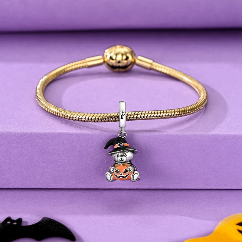 Pangama Jewelry Halloween Witch Bear & Pumpkin Dangle Charm
