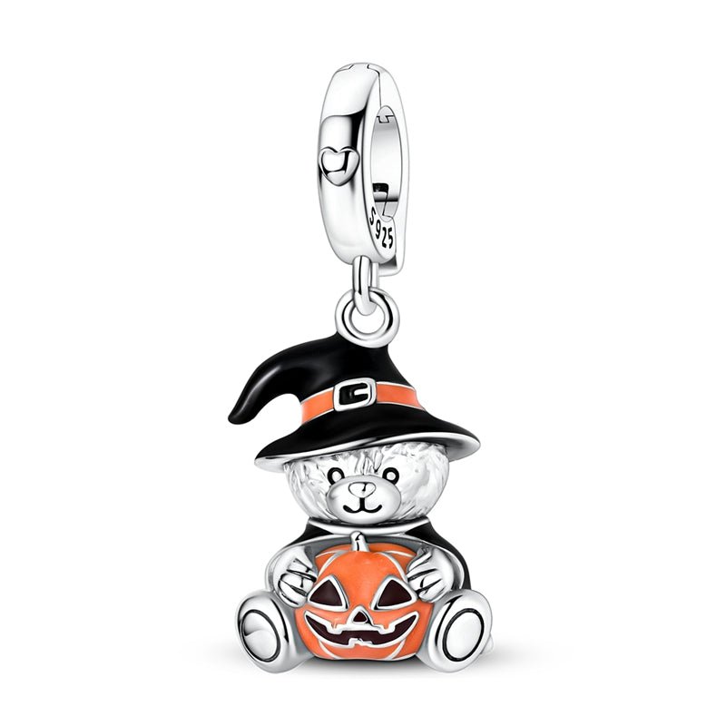 Pangama Jewelry Halloween Witch Bear & Pumpkin Dangle Charm