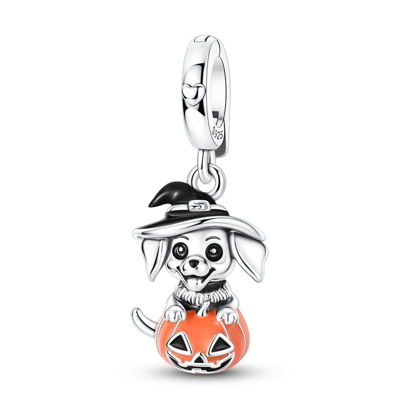 Pangama Jewelry Halloween Witch Dog & Pumpkin Charm