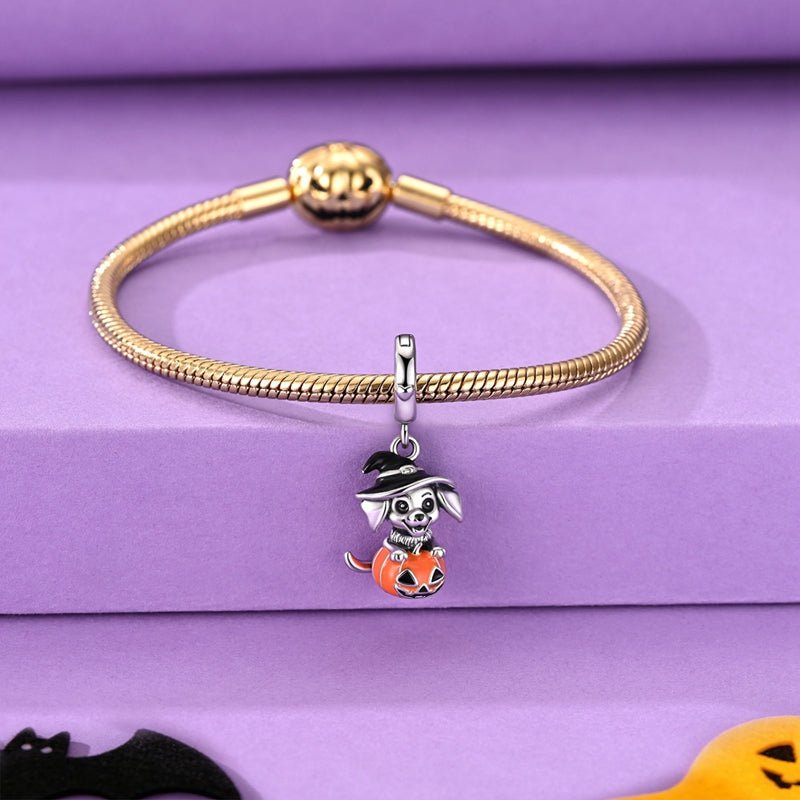 Pangama Jewelry Halloween Witch Dog & Pumpkin Charm