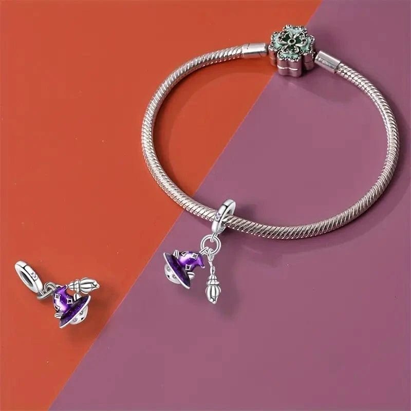 Pangama Jewelry Halloween Wizard Cat Double Dangle Charm