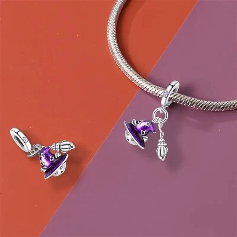 Pangama Jewelry Halloween Wizard Cat Double Dangle Charm