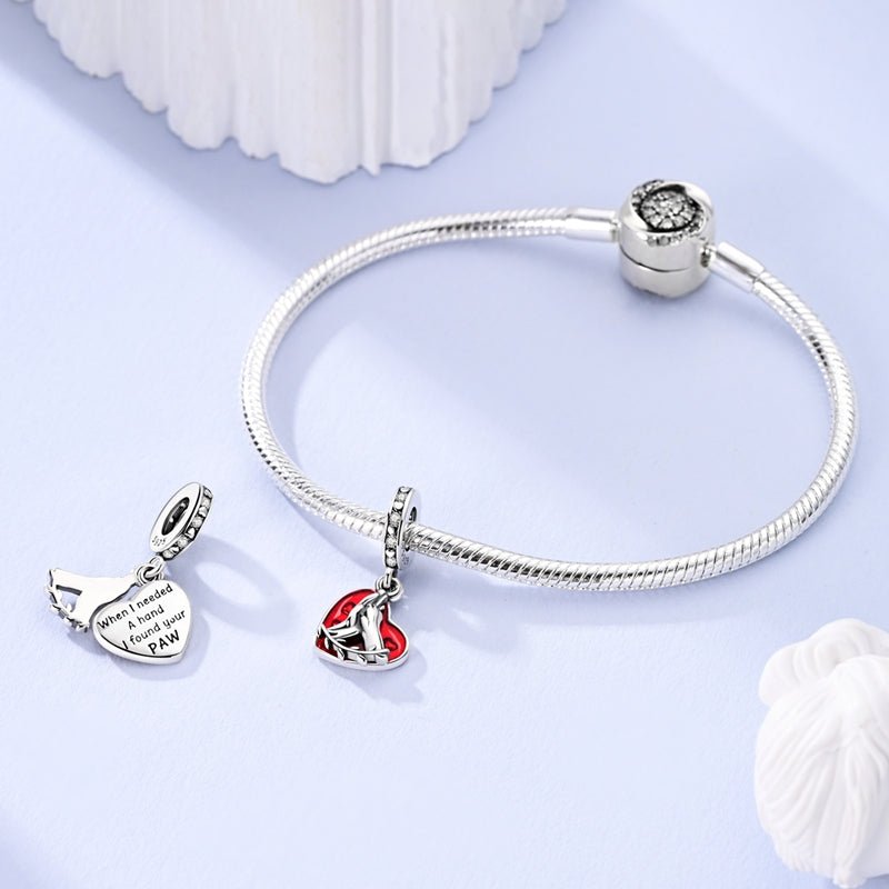 Pangama Jewelry Hand & Paw Heart Dangle Charm
