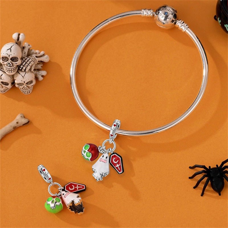 Pangama Jewelry Haunted Ghost, Skull & Coffin Dangle Charm