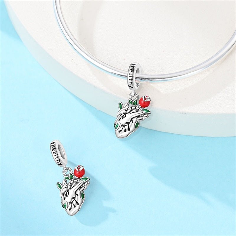 Pangama Jewelry Healthy Heart with Rose Dangle Charm