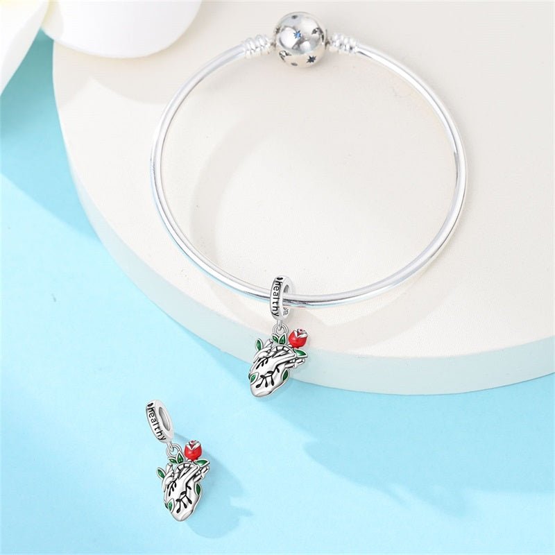 Pangama Jewelry Healthy Heart with Rose Dangle Charm