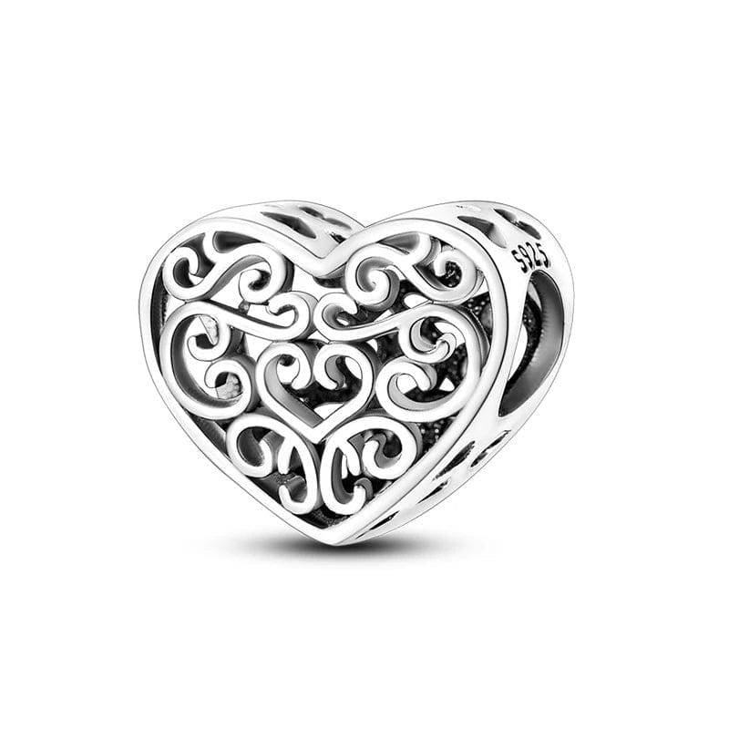Pangama Jewelry Heart Flower Charm