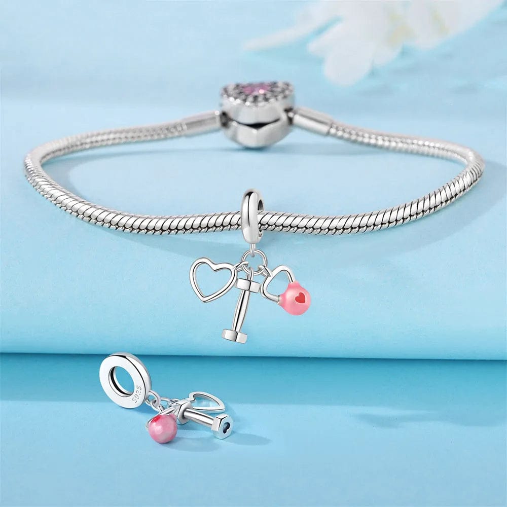 Pangama Jewelry Heart & Kettlebell Fitness Trio Dangle Charm