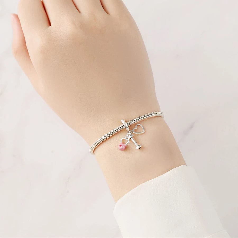Pangama Jewelry Heart & Kettlebell Fitness Trio Dangle Charm