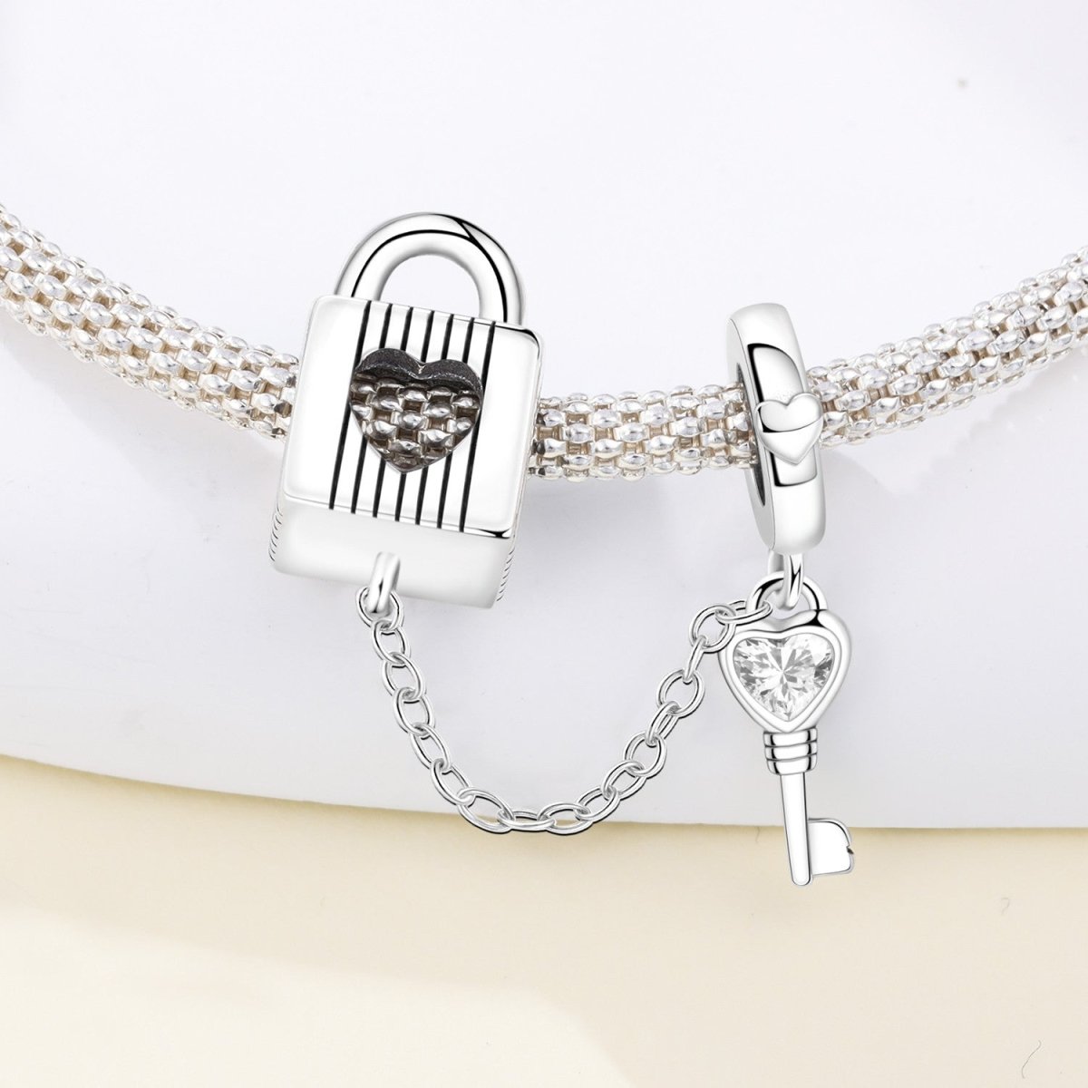 Pangama Jewelry Heart Lock & Key Dangle Charm