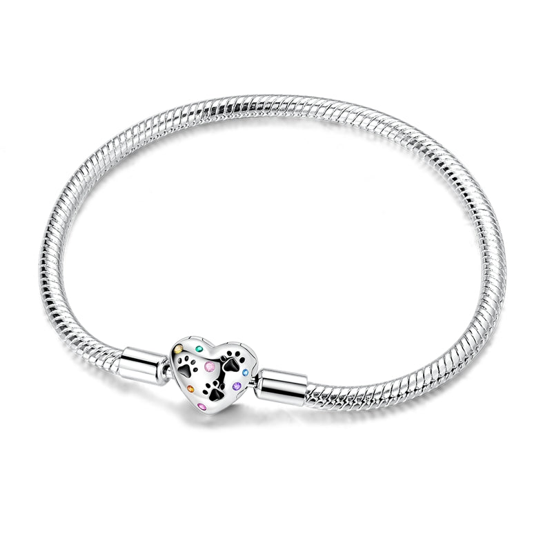 Pangama Jewelry Heart Paw Print Charm Bracelet