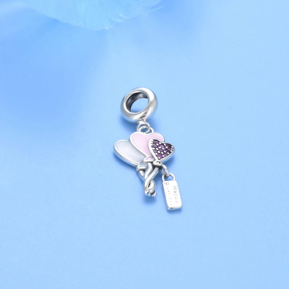 Pangama Jewelry Heart - Shaped Balloon Trio Birthday Dangle Charm
