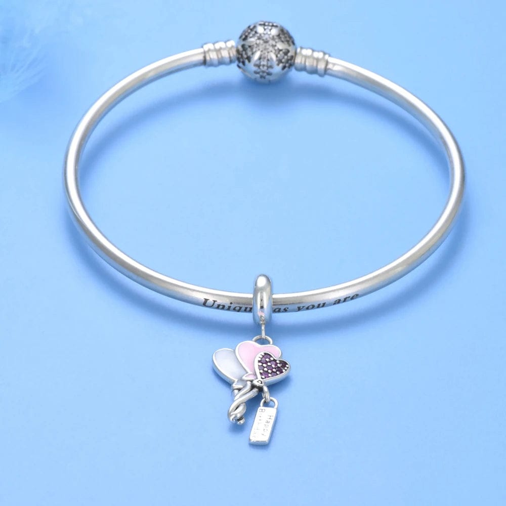 Pangama Jewelry Heart - Shaped Balloon Trio Birthday Dangle Charm