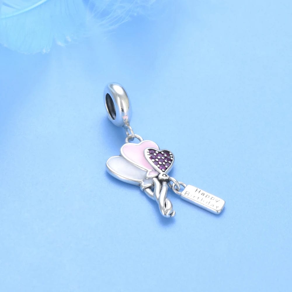 Pangama Jewelry Heart - Shaped Balloon Trio Birthday Dangle Charm