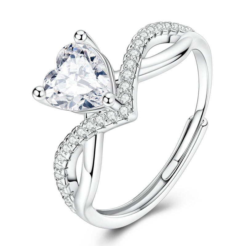 Pangama Jewelry Heart - Shaped Solitaire Crystal Ring
