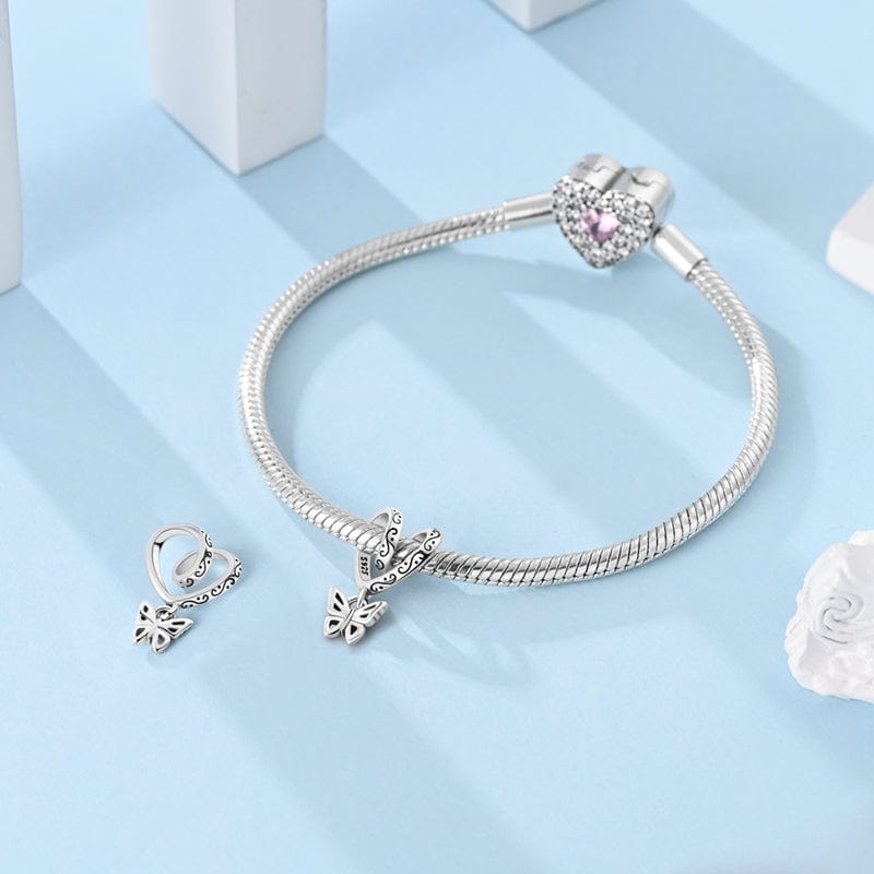 Pangama Jewelry Heart Swirl Butterfly Charm