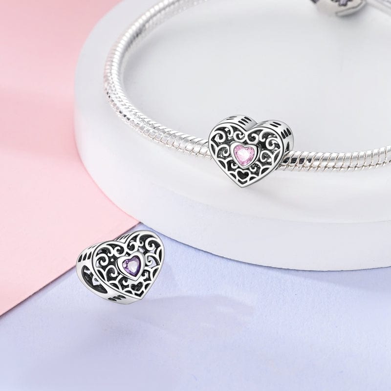 Pangama Jewelry Heart with Pink Gem Charm