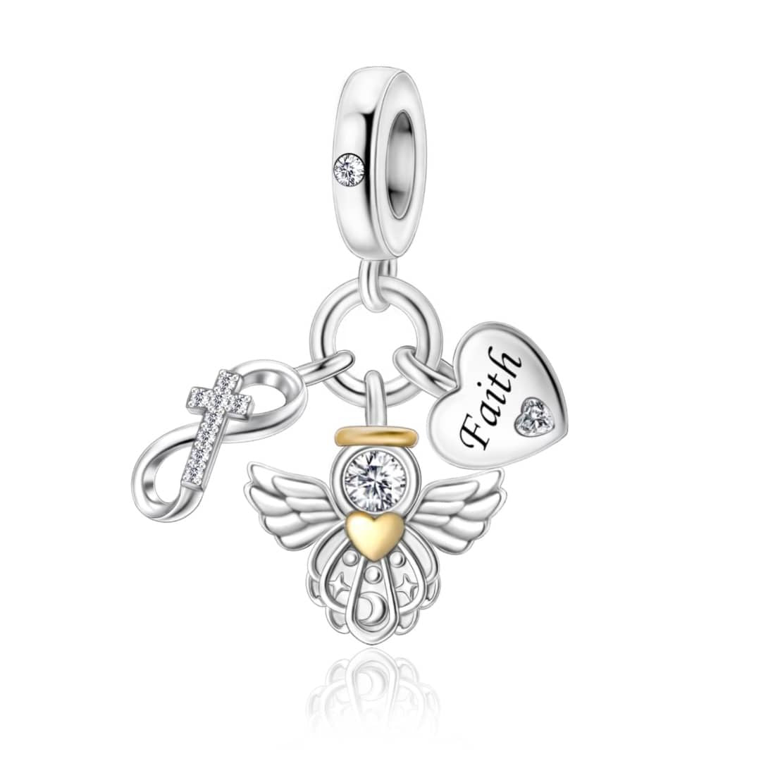 Pangama Jewelry Heavenly Faith Angel Trio Dangle Charm