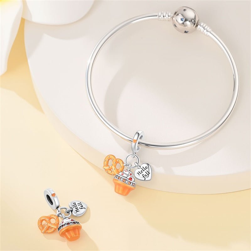 Pangama Jewelry Hello Fall Cupcake & Pretzel Dangle Charm