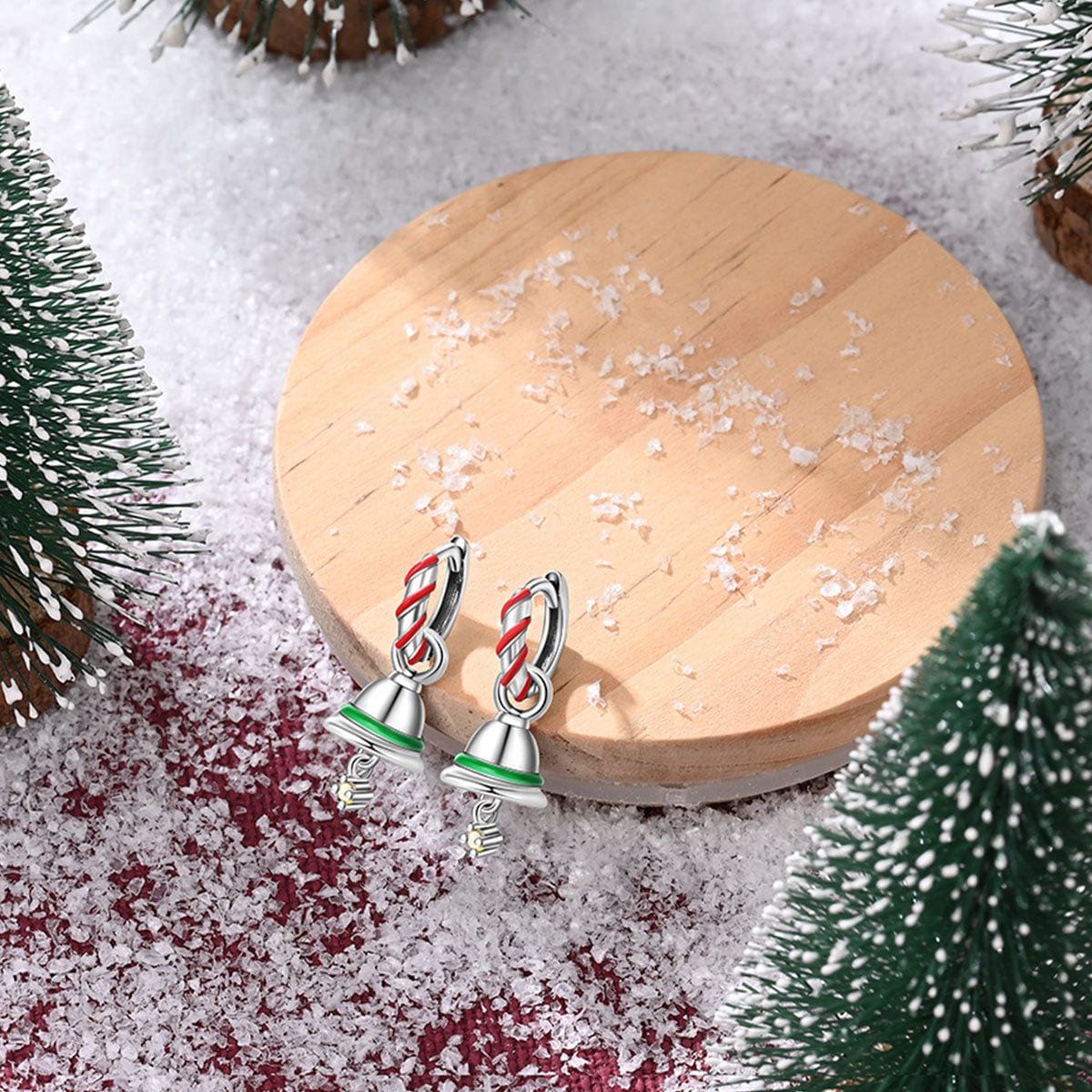 Pangama JewelryHoliday Bell & Candy Cane Hoop Earrings