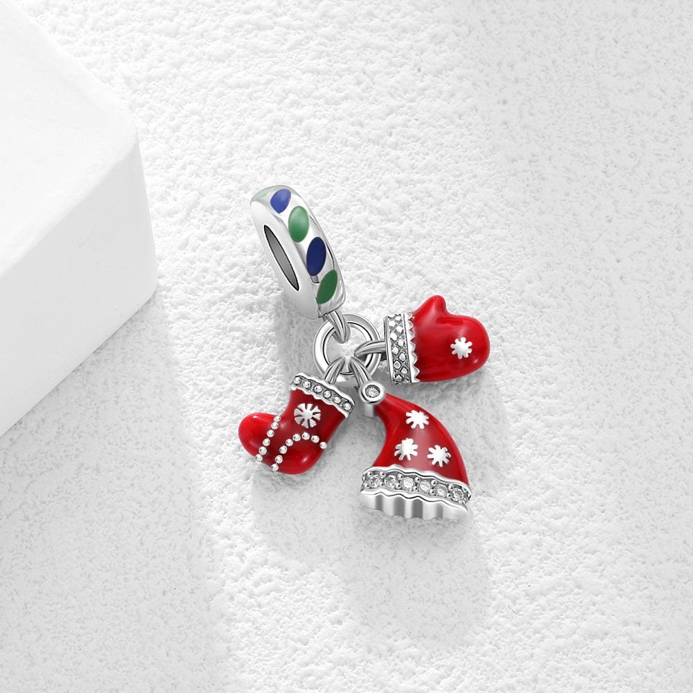 Pangama Jewelry Holiday Stocking & Hat Triple Dangle Charm