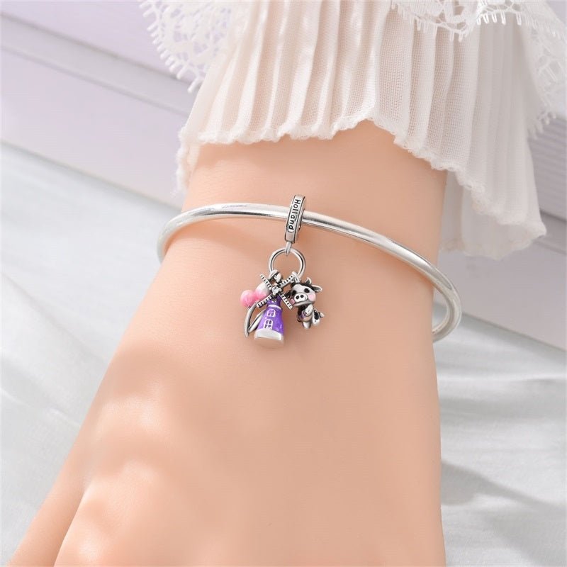 Pangama Jewelry Holland Windmill, Tulips & Cow Dangle Charm