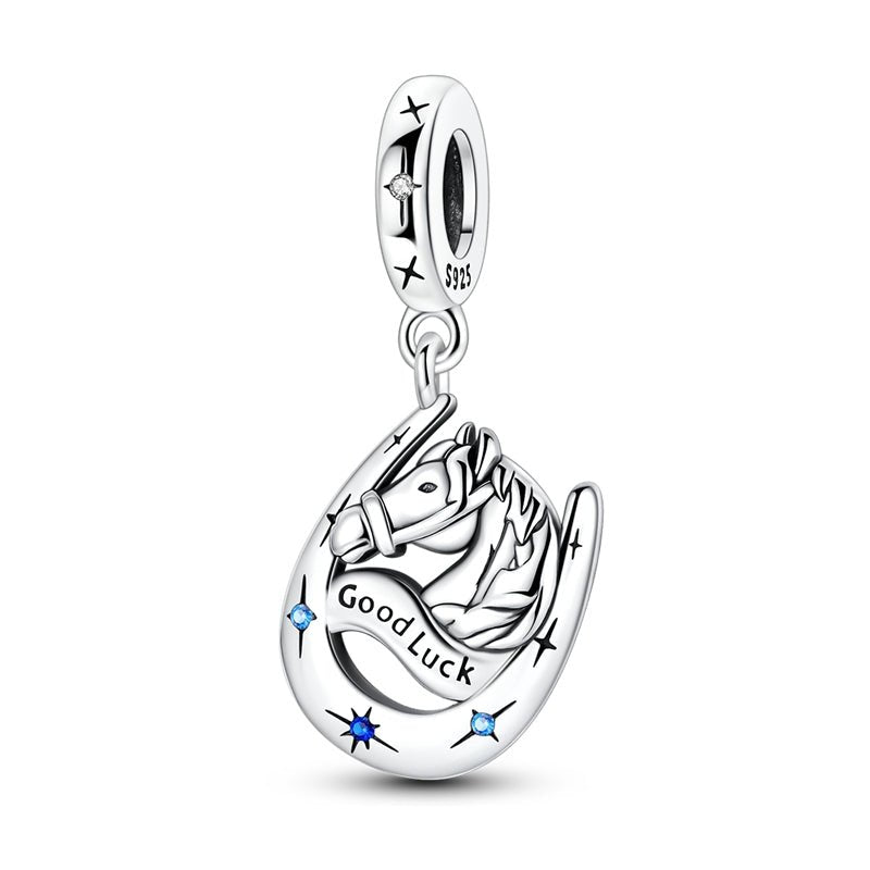 Pangama Jewelry Horse & Horseshoe Good Luck Dangle Charm