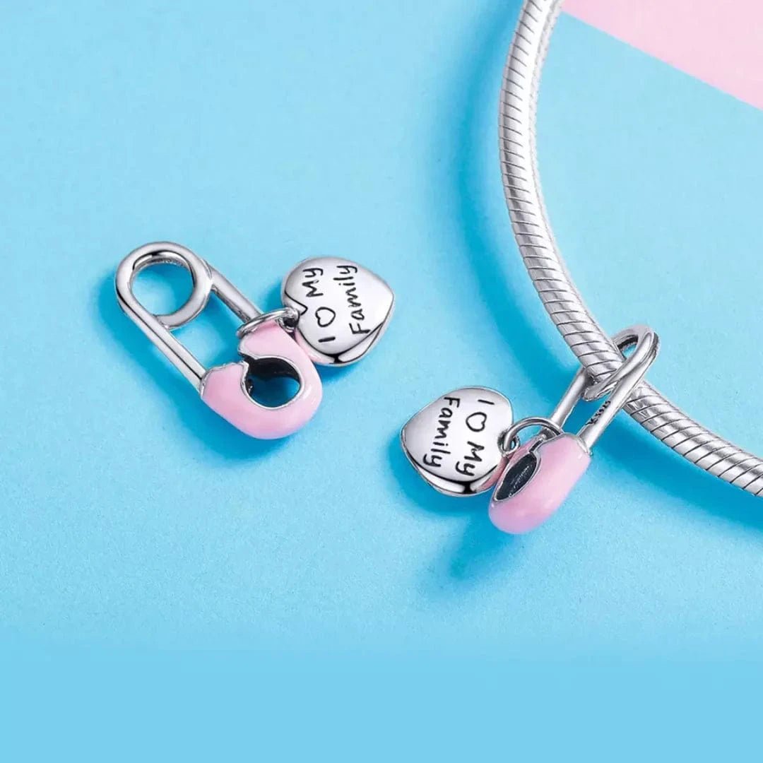 Pangama Jewelry I Love My Family Pink Paper Clip