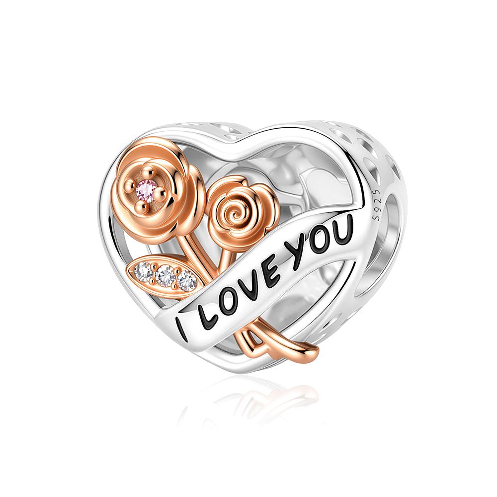Pangama Jewelry I Love You Rose Heart Charm