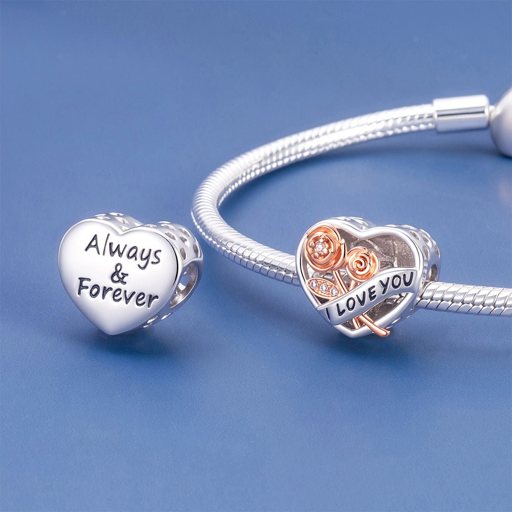 Pangama Jewelry I Love You Rose Heart Charm