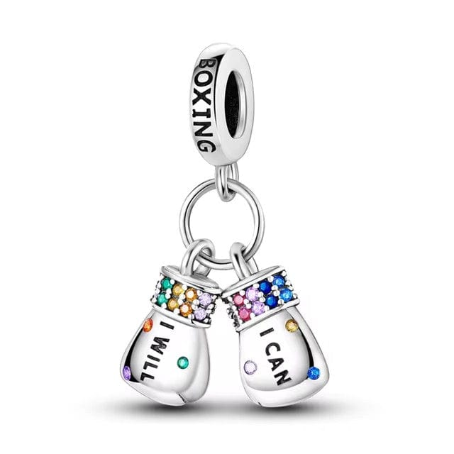 Pangama Jewelry "I Will, I Can" Boxing Gloves Dangle Charm