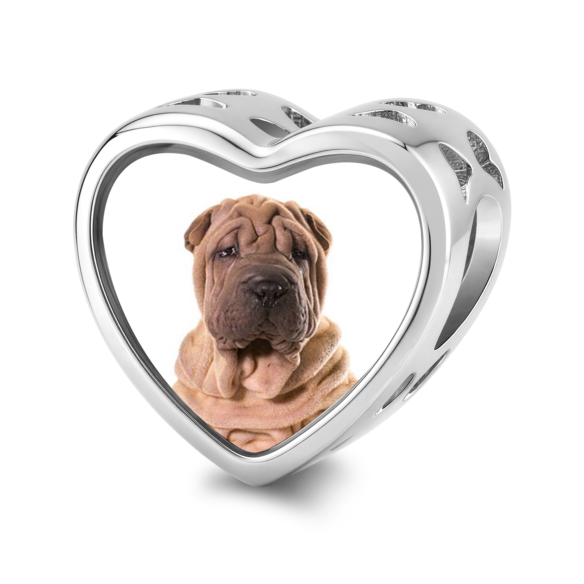 Personalized Pet Photo & Engraved Paw Print Birthstone Heart Charm