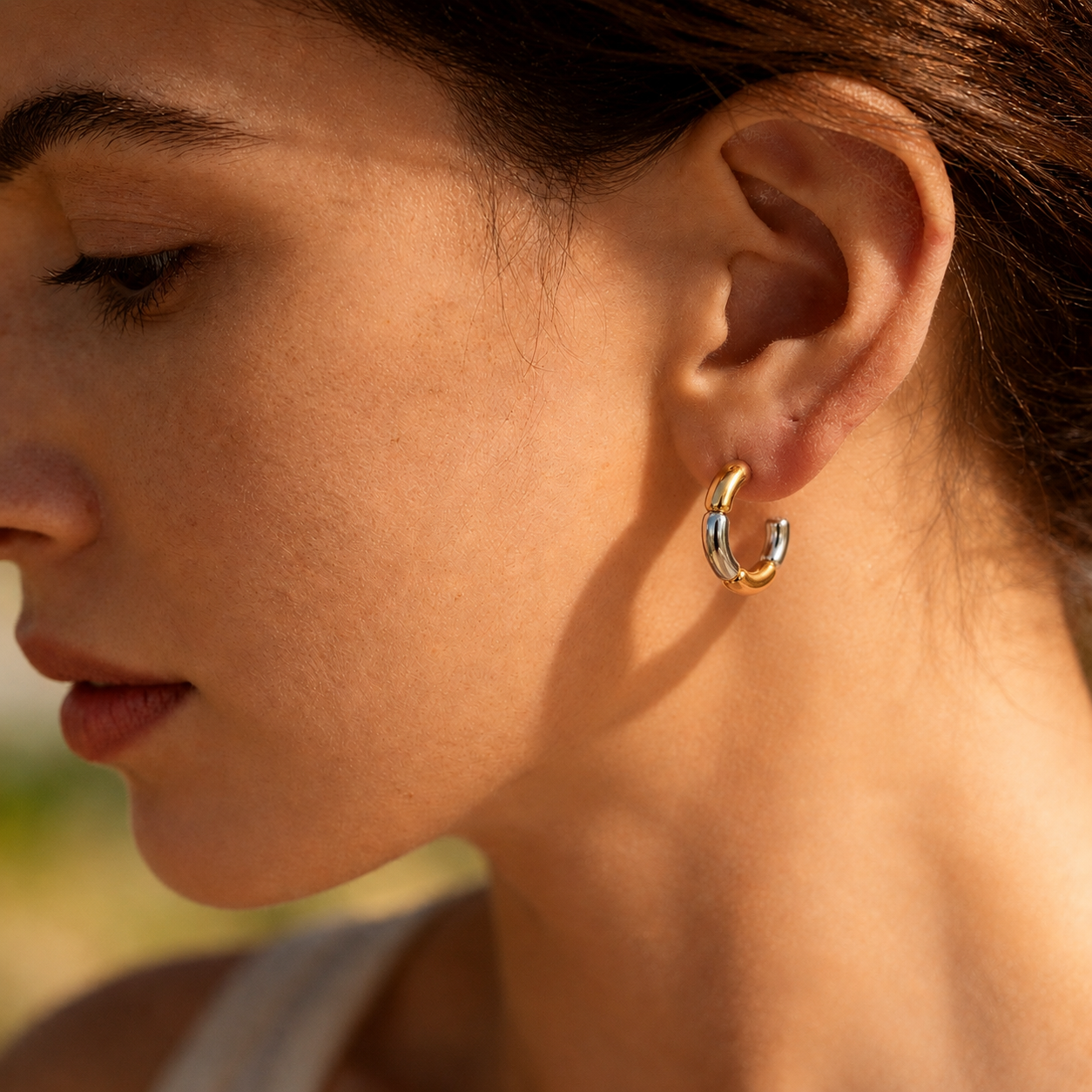 Bianca Two-Tone Hoop Earrings