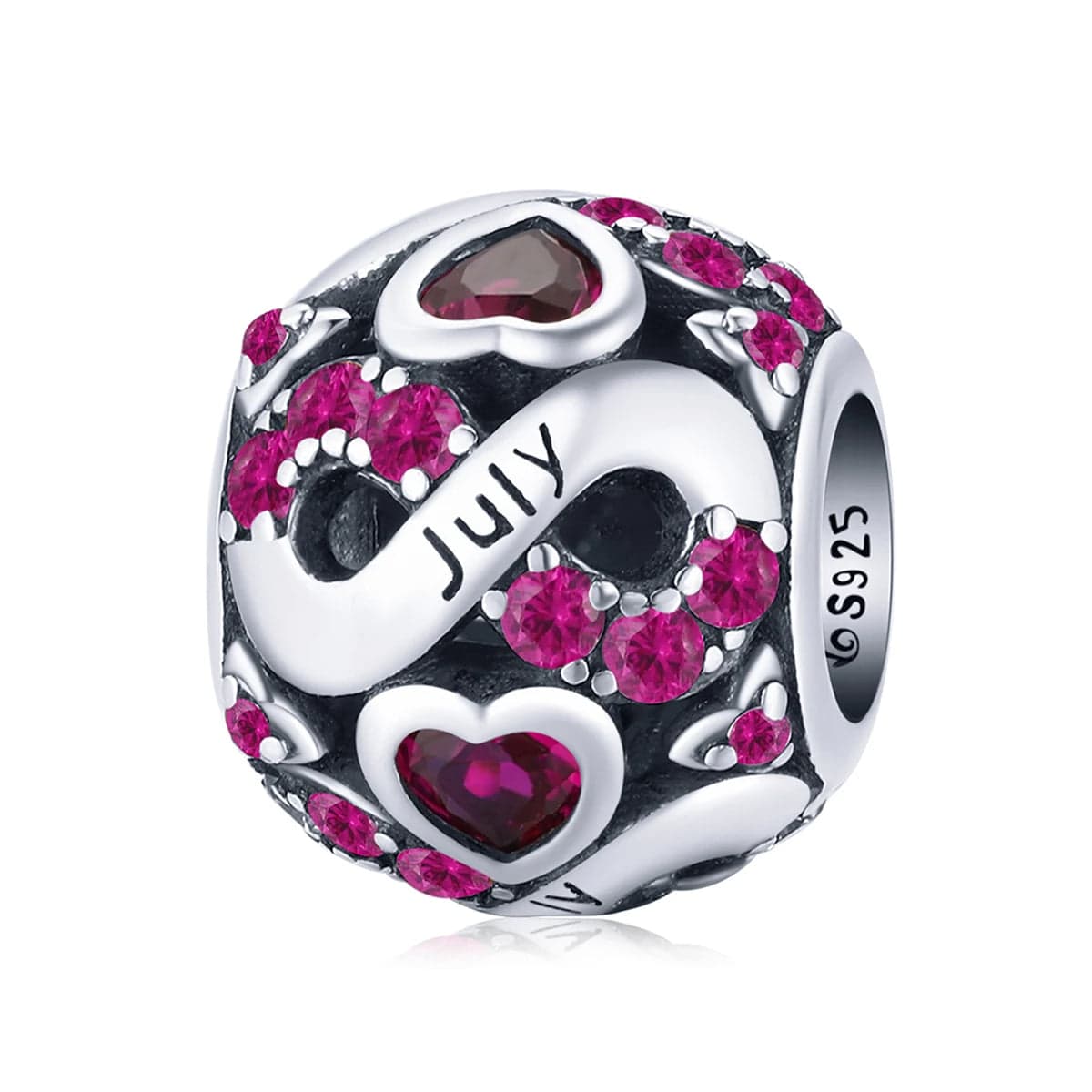 Pangama Jewelry Infinite Love Zircon Heart Birthstone Charms