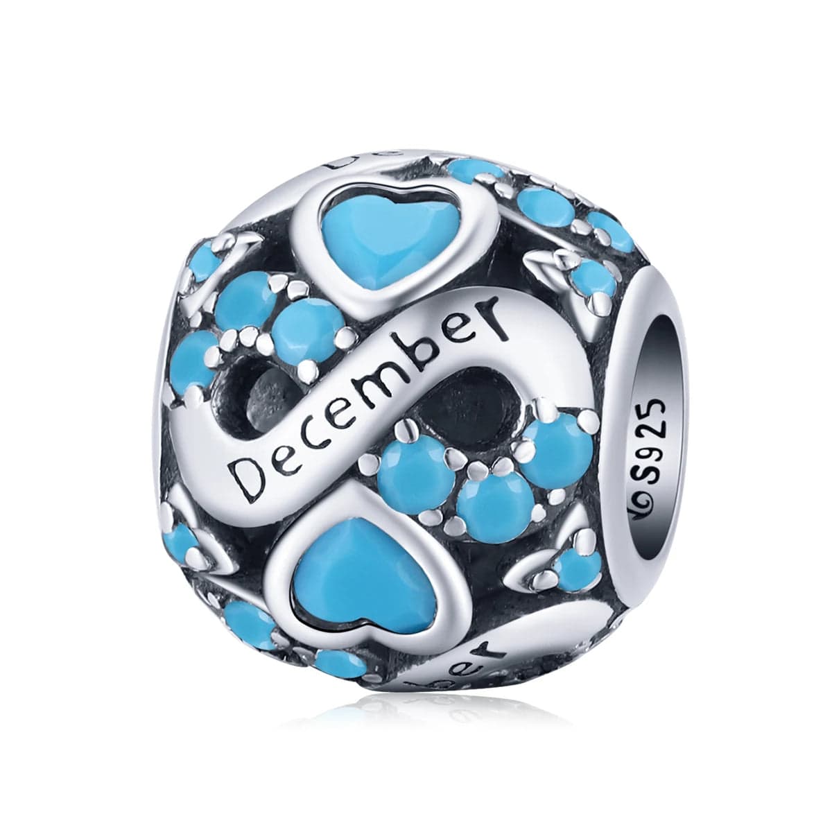 Pangama Jewelry Infinite Love Zircon Heart Birthstone Charms