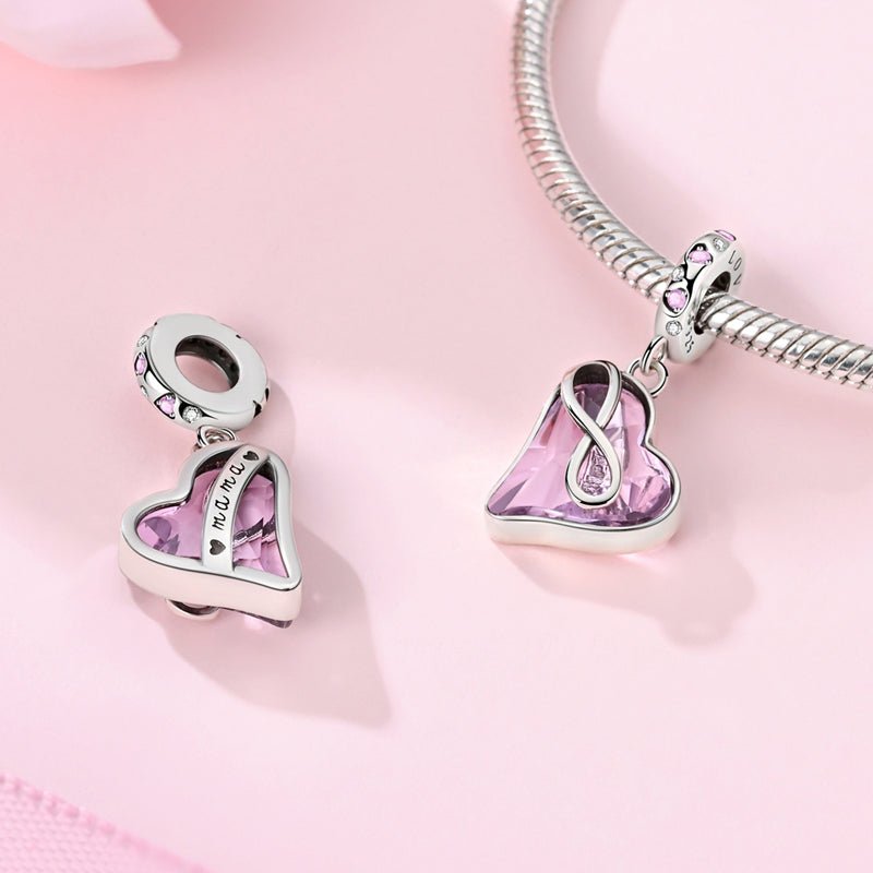 Pangama Jewelry Infinity Heart Pink Crystal Dangle Charm