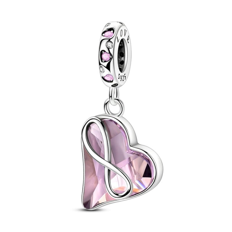 Pangama Jewelry Infinity Heart Pink Crystal Dangle Charm