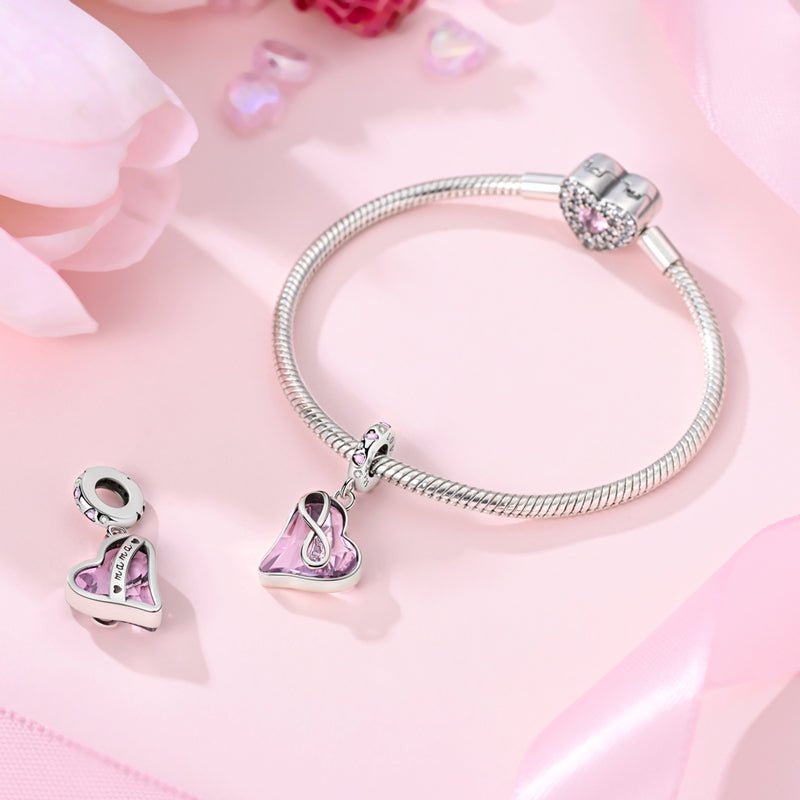 Pangama Jewelry Infinity Heart Pink Crystal Dangle Charm