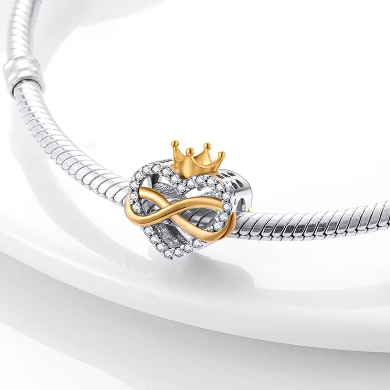 Pangama Jewelry Infinity Queen Crown Heart Charm