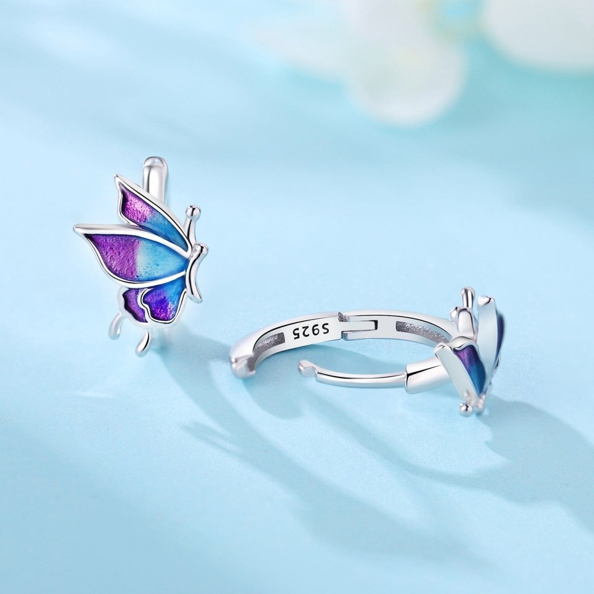 Pangama Jewelry Iridescent Butterfly Hoop Earrings