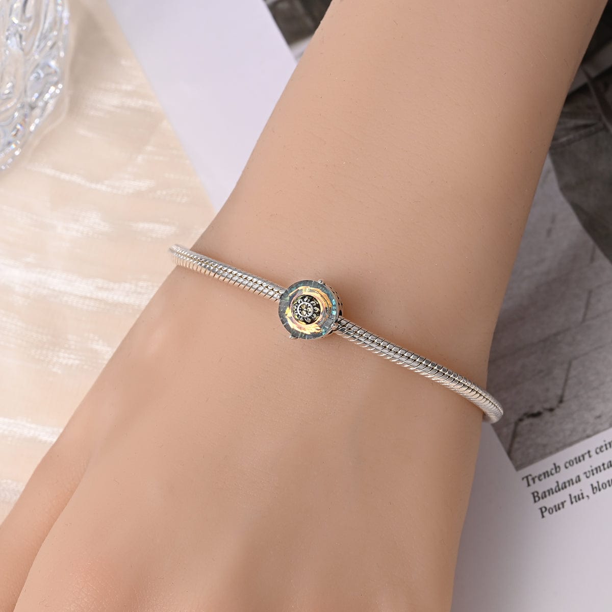 Pangama Jewelry Iridescent Sunflower Crystal Charm