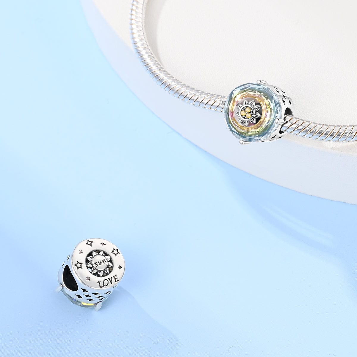 Pangama Jewelry Iridescent Sunflower Crystal Charm